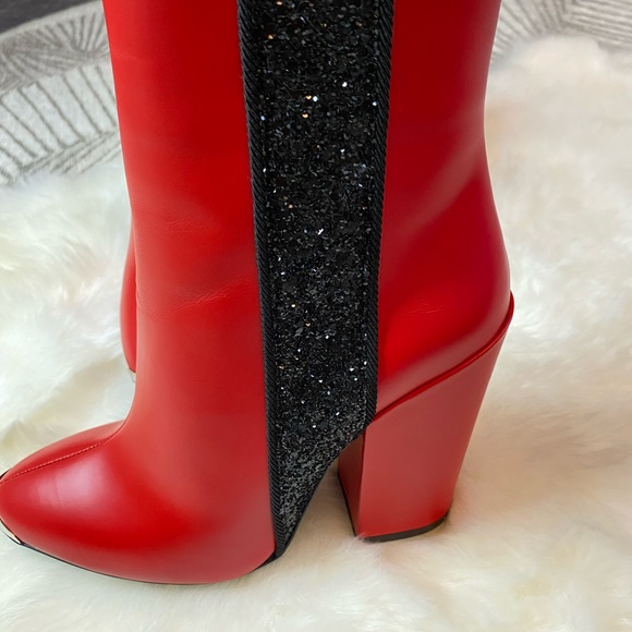 [amiri] red and black glitter booties - Picture 5 of 8
